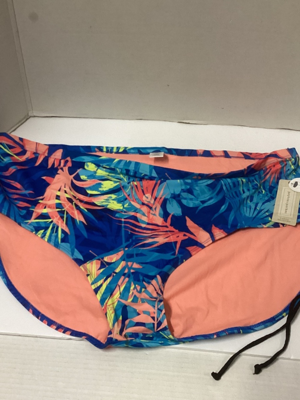 Tropical Print Women's Bikini Bottom - Coral & Blue